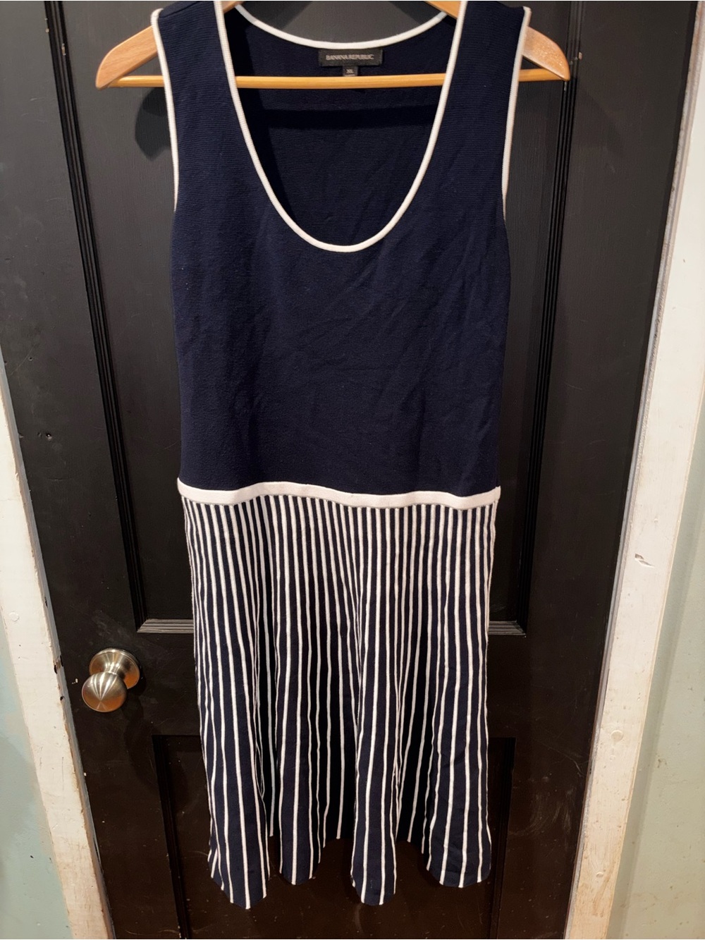 Banana Republic Navy White Striped Knit Sleeveless Dress Size XL